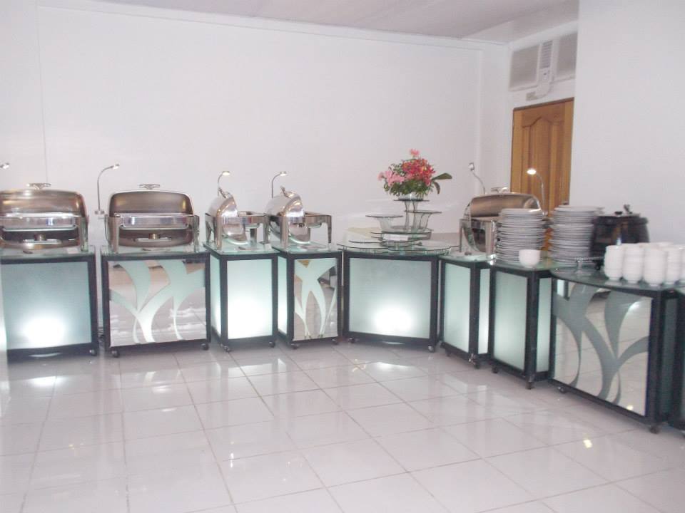 Event venue on a buffet set up, clean and modern decoration