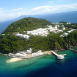 Helicopter shot of an island resort in the Philippines
