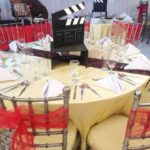 Hollywood theme event decoration with red and yellow as main colors
